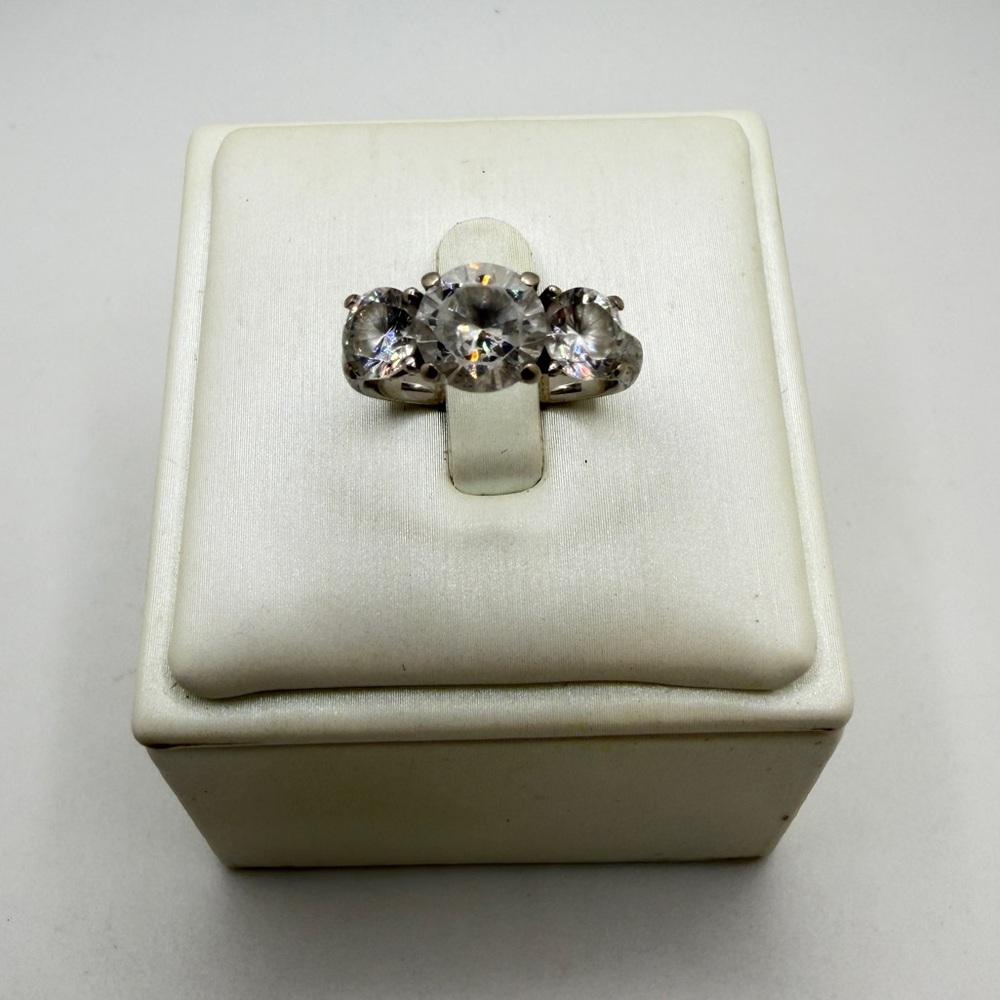 Past, Present, Future, round cut CZ "diamonds" in sterling silver ring!